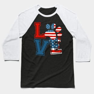 Paws Lover Usa Flag Baseball T-Shirt